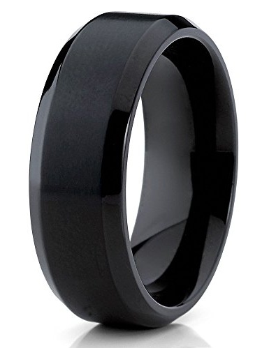 Mens BLACK TITANIUM CARBON Polished Engagement Wedding Anniversary Band His Ring Mens BLACK TITANIUM CARBON Polished Engagement Wedding Anniversary Band His Ring